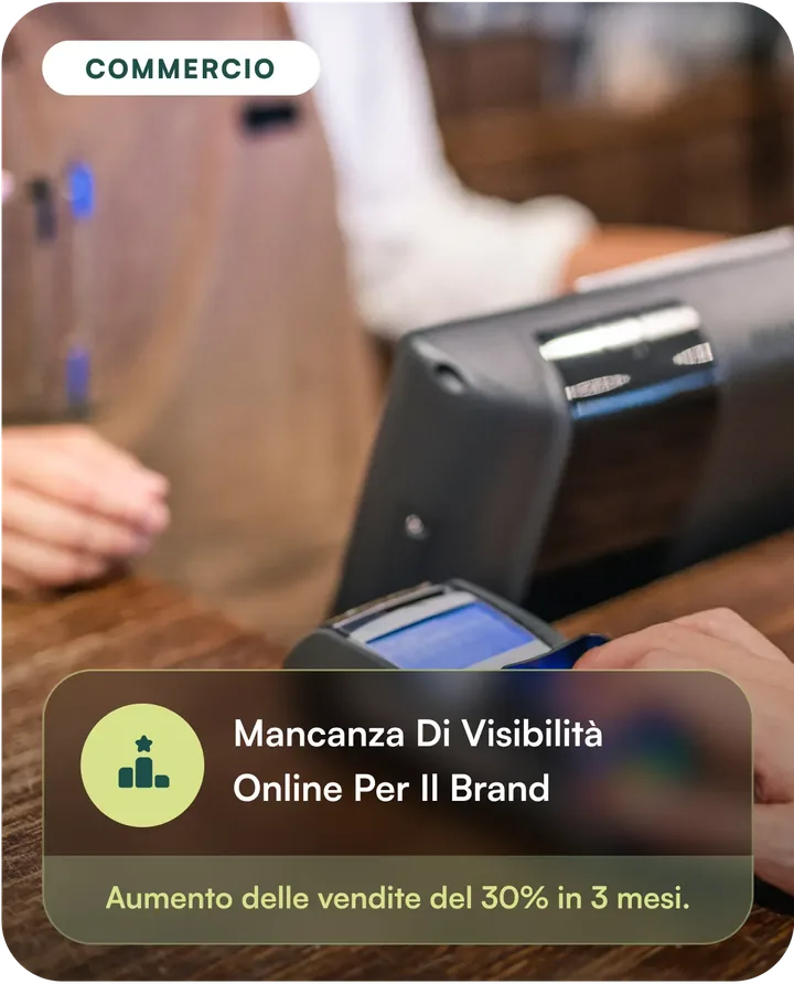 Commercio. Mancanza di visibilità online per il brand: aumento delle vendite del 30% in 3 mesi.